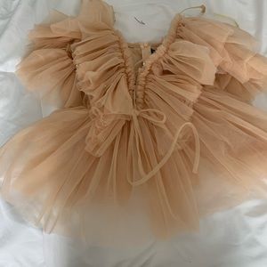 Tulle Tan Flare Top